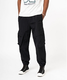 pantalon large en toile de parachute homme noir pantalonsE558501_1