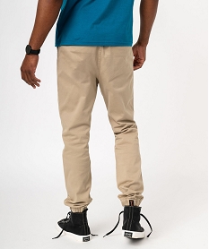 pantalon jogger en toile de coton stretch homme beigeE558601_3