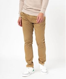 pantalon chino en coton stretch coupe slim homme beigeE559201_1