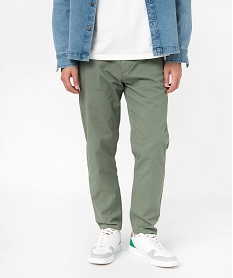 pantalon ample en coton et lin homme vert pantalonsE560001_2