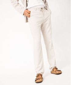 pantalon chino ou de costume en lin souple homme beige pantalonsE560101_1