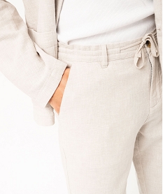 pantalon chino ou de costume en lin souple homme beige pantalonsE560101_2