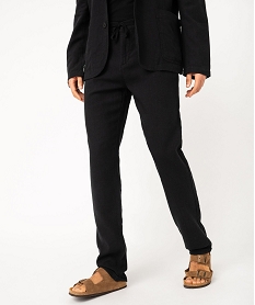 pantalon chino ou de costume en lin souple homme noir pantalonsE560201_2