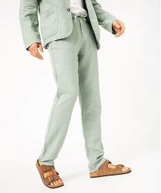 pantalon chino ou de costume en lin souple homme vert pantalonsE560301_1