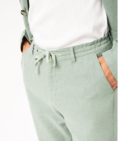 pantalon chino ou de costume en lin souple homme vert pantalonsE560301_2