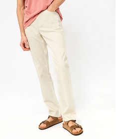pantalon 5 poches en coton stretch texture avec ceinture tressee homme blanc pantalonsE560601_1