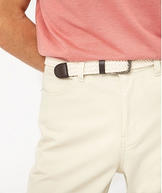 pantalon 5 poches en coton stretch texture avec ceinture tressee homme blanc pantalonsE560601_2
