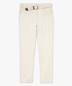 pantalon 5 poches en coton stretch texture avec ceinture tressee homme blanc pantalonsE560601_4