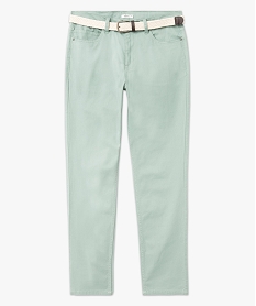 pantalon 5 poches en coton stretch texture avec ceinture tressee homme vert pantalonsE560701_4