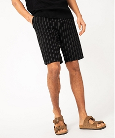 bermuda en lin melange coupe droite homme noir shorts et bermudasE561201_1