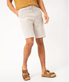 bermuda en lin melange coupe droite homme beige shorts et bermudasE561301_1