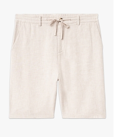 bermuda en lin melange coupe droite homme beige shorts et bermudasE561301_4