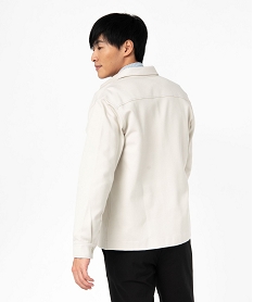 surchemise en maille texturee et extensible homme blanc chine chemise manches longuesE561501_3