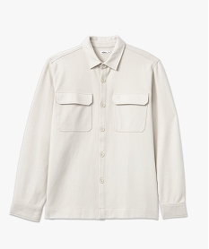 surchemise en maille texturee et extensible homme blanc chine chemise manches longuesE561501_4