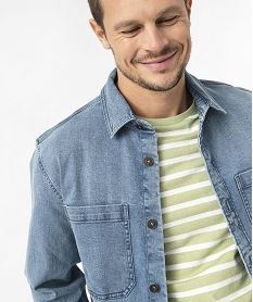 surchemise en jean stretch homme bleu chemise manches longuesE561701_2