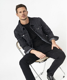 GEMO Veste en jean coupe droite homme noir standard