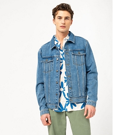 GEMO Veste en jean coupe droite homme bleu stone