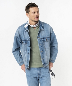 GEMO Veste en jean délavée homme Gris