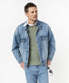 GEMO Veste en jean délavée homme Gris