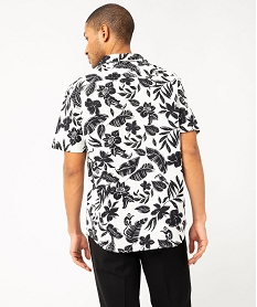 chemise manches courtes avec col cubain a motif tropical homme blanc chemise manches courtesE564001_3