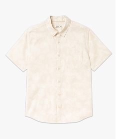 chemise a manches courtes a motif feuillage en lin et coton homme beige chemise manches courtesE564601_4