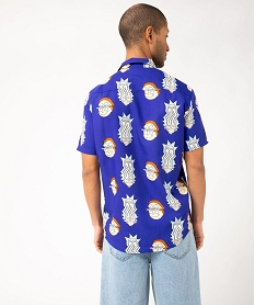 chemise manches courtes fluide imprimee homme - rick morty bleu chemise manches courtesE565701_3