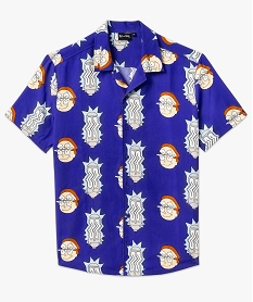 chemise manches courtes fluide imprimee homme - rick morty bleu chemise manches courtesE565701_4