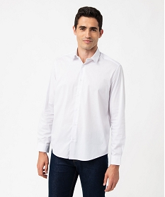chemise manches longues regular fit en coton stretch homme blanc chemise manches longuesE565801_1