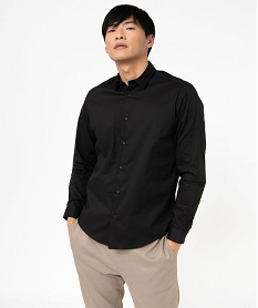 chemise manches longues regular fit en coton stretch homme noir chemise manches longuesE565901_2