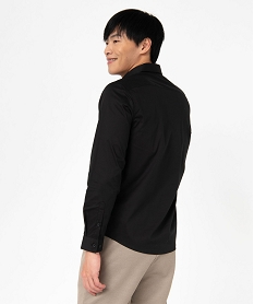 chemise manches longues regular fit en coton stretch homme noirE565901_3