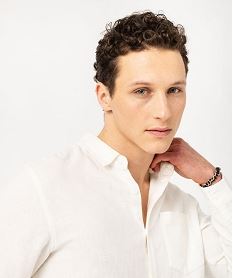 chemise a manches longues en lin et coton homme blanc chemise manches longuesE566801_2