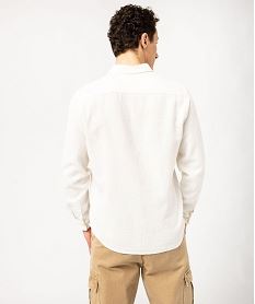 chemise a manches longues en lin et coton homme blanc chemise manches longuesE566801_3