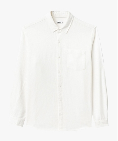 chemise a manches longues en lin et coton homme blanc chemise manches longuesE566801_4