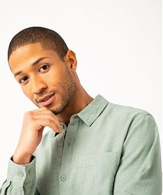 chemise a manches longues en lin et coton homme vert chemise manches longuesE566901_2