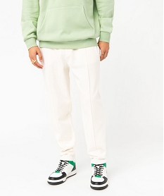 GEMO Pantalon en maille jersey à plis homme blanc standard