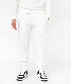 pantalon de jogging coupe cargo homme blanc pantalonsE567501_1