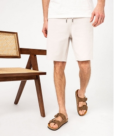 GEMO Bermuda en maille piquée à taille élastiquée homme Beige