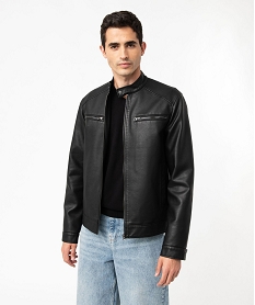 blouson biker en cuir imitation homme noirE570001_1