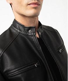 blouson biker en cuir imitation homme noirE570001_2