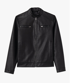 blouson biker en cuir imitation homme noirE570001_4