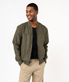 blouson uni toucher peau de peche homme vert manteaux et blousonsE570401_2