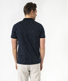 polo manches courtes en jersey a petits motifs graphiques homme bleu polosE571401_3