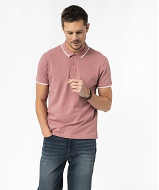 polo a manches courtes et finitions contrastantes homme roseE571901_1