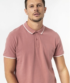 polo a manches courtes et finitions contrastantes homme rose polosE571901_2