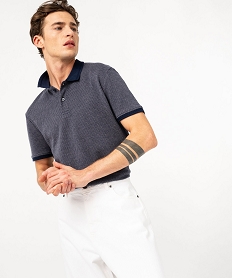 GEMO Polo manches courtes en maille fantaisie homme Bleu