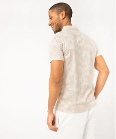 polo manches courtes a fines rayures et motif feuillage homme beige polosE572501_3