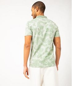 polo manches courtes a fines rayures et motif feuillage homme vert polosE572701_3