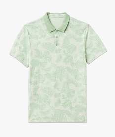 polo manches courtes a fines rayures et motif feuillage homme vert polosE572701_4