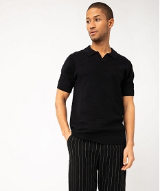 polo manches courtes en maille texturee homme noirE573001_2