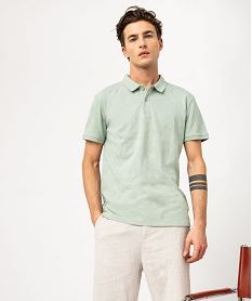 polo manches courtes en maille texturee homme vert polosE573201_2